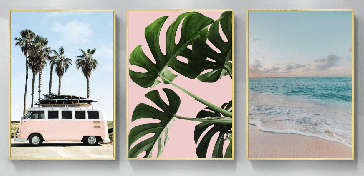 coastal pink art prints