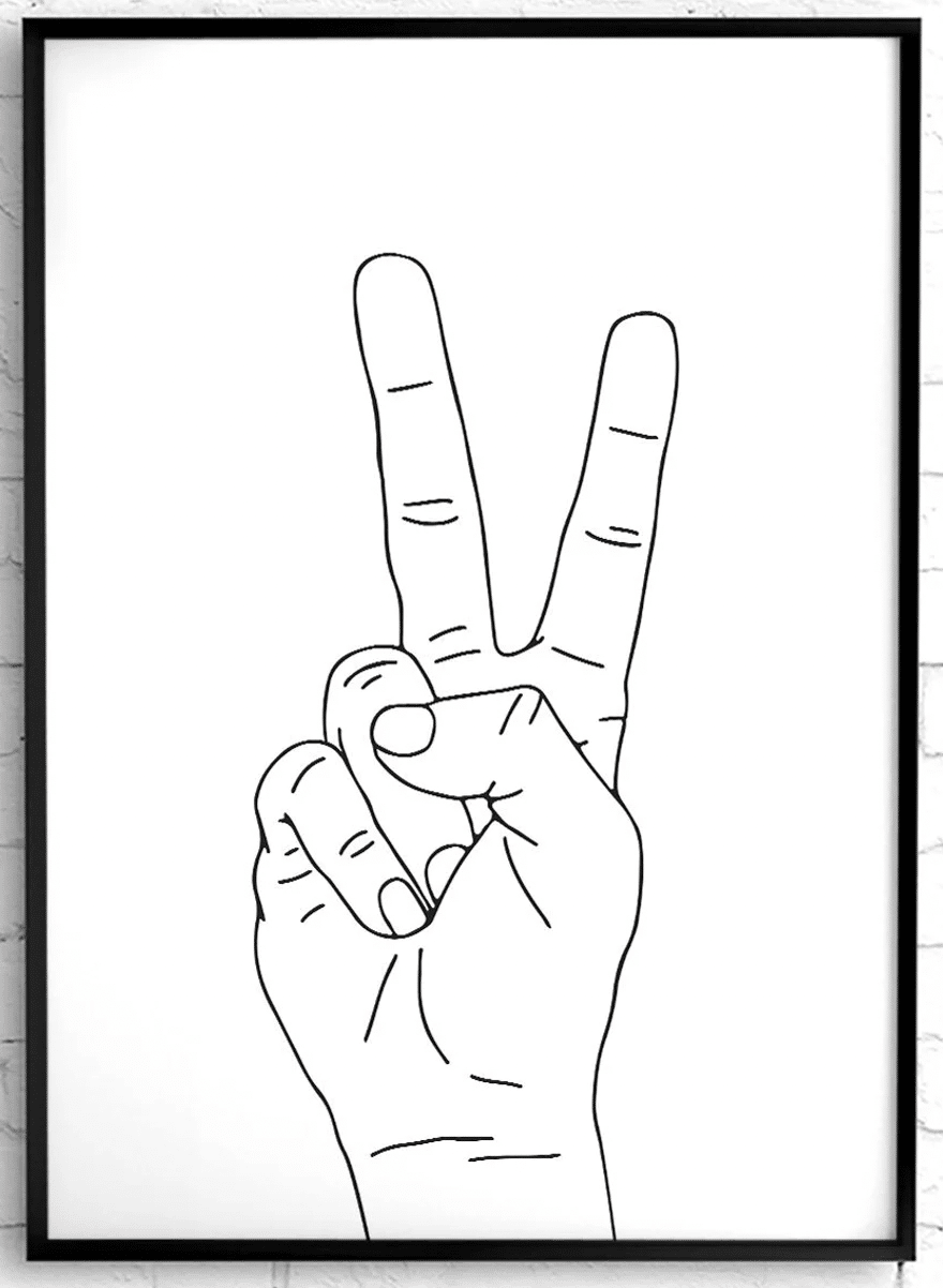 peace sign hand print