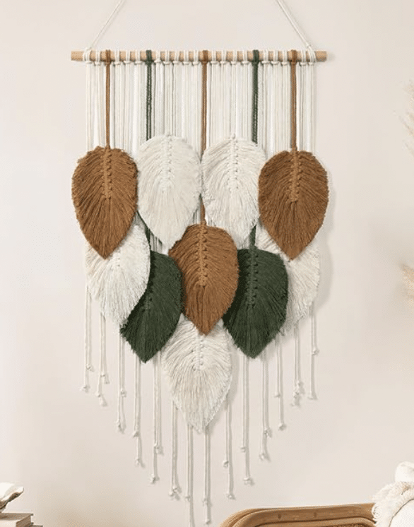 Macrame Wall Hanging Leaves Woven Tapestry