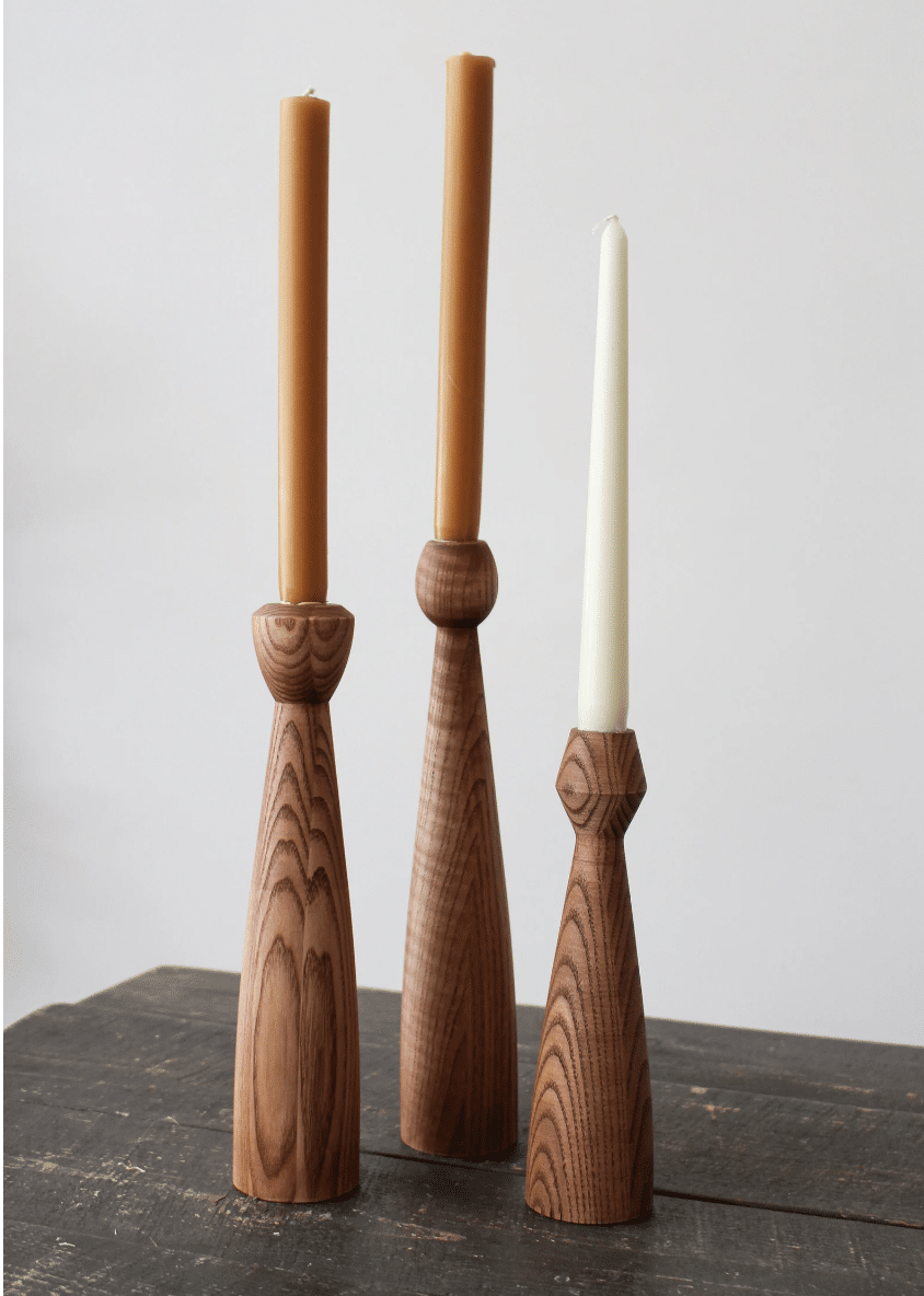 wooden candle stick holders
